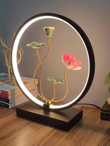 【LDIES】โคมไฟย้อนยุคโคมไฟข้างเตียงนอนการควบคุมระยะไกลสัมผัส Usb สมาร์ทโลตัสการศึกษาโต๊ะกาแฟคืนตกแต่งโคมไฟ