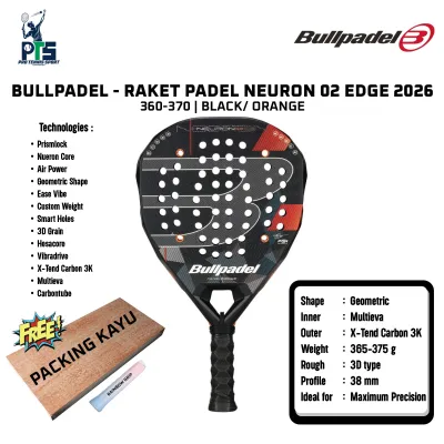 Raket Padel BULLPADEL Neuron 02 Edge 2026 360-370G Black Orange