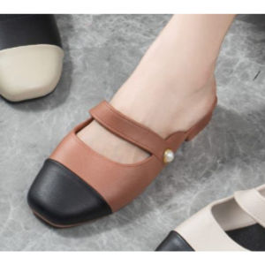 Sandal Flat Selop Wanita Jelly Alina Motif Tali Ujung Bulat 189-A1