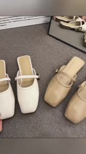 WomenS Open-Toe Mules For Outdoor Wear New Spring/Summer Style Versatile Soft Leather Mules
