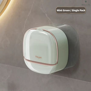 Bathroom Wall Mounted Soap Flip Cover Waterproof Drain Design No Drill Self Adhesive Soap Holder