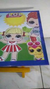 Meja Belajar Lipat Kayu Karakter LOL Biru