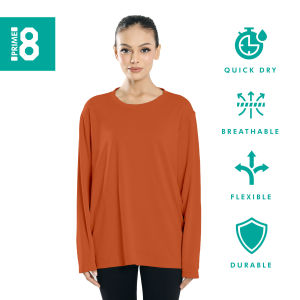 Prime8 x 888.co Aerofit Roundneck Longsleeve Microfiber Dryfit Tshirt Jersey Sport Baju T Shirt Men Women ORANGE