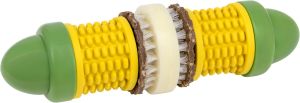PetSafe Busy Buddy Cravin Corncob Treat Holding Dog Toy Medium/Large Toothbrush-In-A-Toy Design Helps Clean Teeth While Dog Chews Holds Treat Rings Durable Interactive Play for Dogs 50+ Lb