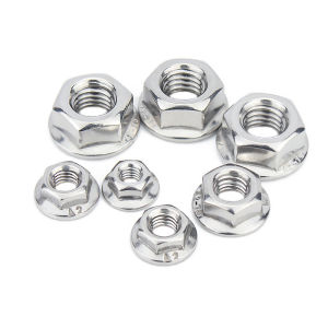 304 Stainless Steel Left Hand Thread Hexagon Flange Nut M4 M5 M6 M8 M10 M12 Reverse Tooth Hex Lock Nuts With Pad Locknut