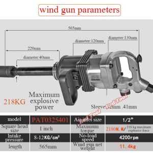 Heavy-duty pneumatic impact wrench with 6 inch extended anvil 1 inch with CR-V Socket Kit