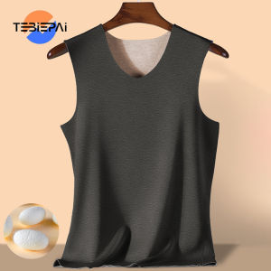 Mens De Velvet Vest Inner Wear Seamless Silk Fiber Heated Warm Vest Trendy t-shirt men