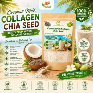 [buy 1 free 1]3F Food Coconut Milk Collagen Chia Seed Instant Drink Powder Smoothie Mix Healthy Beverage