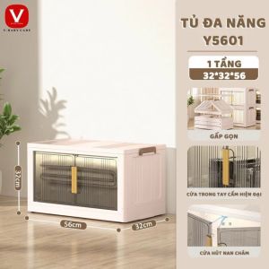Tủ đựng đồ V-Baby Y56 -ngang 56cm đa năng gấp gọn thông minh có bánh xe chất liệu nhựa PP cao cấp - new 2024