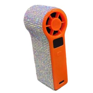 ASHANTIE Digital Display Rhinestone Handheld Fan Sparkling Long-Lasting Portable Hand Fan Stylish 100 Gears Mini Cooling Fan Travel Use