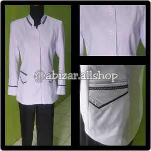 ATASAN SAJA SERAGAM PNS SERAGAM GURU PNS BAJU DINAS PNS KANTOR BAJU BLAZER PNS PUTIH LIST HITAM 211