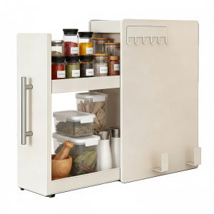【Fast Shipping】 Modern Bathroom Shelving with Sliding Drawers for Under Sink and Coffee Bar in Neutral Color