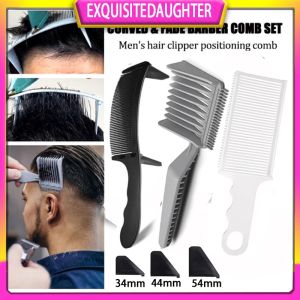 3pcs Professional Flat Top Hair Clipper Comb Set - Thick Portable Round Combs For Salon & Barber Shop Use