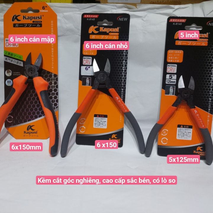 Kìm cắt góc nghiêng Kapusi Nhật Bản cỡ 5 inch và 6 inch, và kìm 6 inch ...
