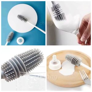 แปรงล้างขวด ซิลิโคน แปรงล้างขวดนม ด้ามยาว 33 cm สำหรับล้างขวดนม ล้างแก้ว CH0667 📌โปรดอ่านรายละเอียดก่อนสั่งซื้อค่ะ