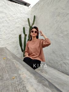 Blouse Wanita Jumbo Lengan Balon Kaos Polos Katun Combed 30s Atasan Wanita Korean Style Terbaru