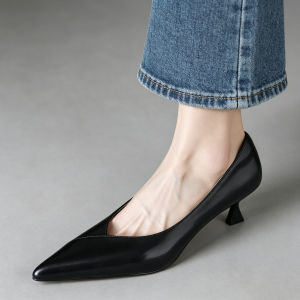 Free Shipping Retro Pointed-Toe High Heels 2026 New Collection Shallow-Toe Design Suitable For Work And Commuting Solid Color Comfortable And Versatile With A Slender Heel