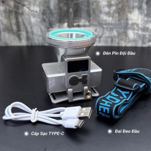 Đèn Đội Đầu Dã Ngoại Pin Sạc Ánh Sáng Mạnh Đèn Led Đeo Đầu 3 Mức Chiếu Sáng Dùng Câu Cá Sửa Chữa