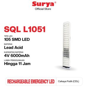 Surya Lampu Emergency SQL L1051 Light LED 105 SMD Rechargeable
