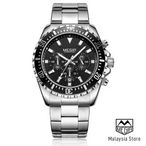MEGIR Snivy Quartz Watches Fashion Business Style Stainless Steel Automatic Watch for Men