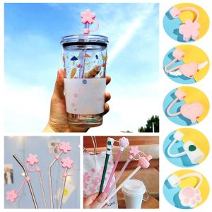LUMINOU 1pcs Reusable Straw Tips Splash Proof Drinking Dust Cap Cup Accessories Silicone Straw Plug Cartoon Plugs Cover