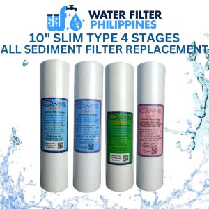 Water Filter 4 Stages 10" Slim Type All Sediment Replacement Inclusion of Sediment Filter 20 10 5 1 Microns