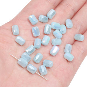 10pcs Solid Color Cut Rectangular Glass Beads Loose Spacer Beads For DIY Handmade Bracelet Necklace Keychain Jewelry Making Accessories
