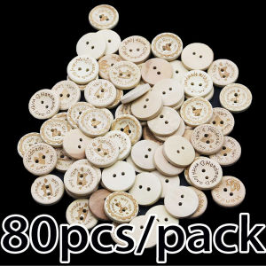 (80Pcs/Pack)20mm Handmade 2-Hole Rotundity Wooden Buttons Wedding Scrapbooking Decorations Love Letter Crafting Apparel Accessories