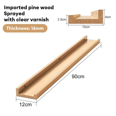 Solid Wood Wall Storage Rack Wall Shelf Minimalist Floating Wall Mount Bookshelf Decorative Rack