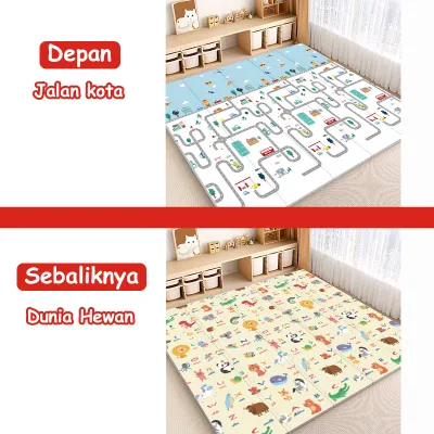 Lejumall【Promo BPA-Free】Playmat Bayi 180x200cm -1cm Tebal/Matras Main Anak Anti Slip Tebal & Mudah Dibersihkan (Motif Kartun)