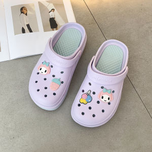 Fashionable White Slip On Rubber Breathable Slippers New Summer Classic Cute Cartoon Comfortable Flat Sandals For Women
