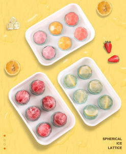 Eurochef 708R Plastic Ice Cube Maker Spherical Ice Mold Maker with silicone part 6 Sphere Hole Ice Cube Tray Lattice Mold Silicone Ice Ball Mold with Lid Round 708R