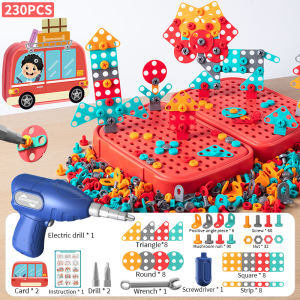 FUNToy 230PCS 3D Mainan Anak Merakit Tool Box Set/ Anak Bor Listrik