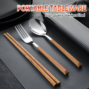 Onisa 3 in 1 Chopsticks Spoon and Fork travel Creative Metal Cutlery Set Stainless Steel