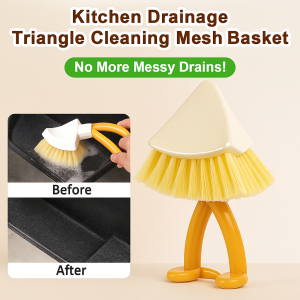 Kitchen Mesh Basket Crevice Cleaning Brush Triangle Foldable Bathroom Cleaning Brush
