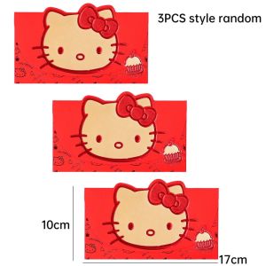 3Pcs Sanrio 2025 Chinese Snake Year Red Envelopes Hello Kitty Spring Festival Red Packet Traditional Lucky Money Pockets New Year Gifts