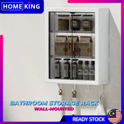 HOMEKING | Wall-Mounted Cosmetic Storage Cabinet Bathroom Storage Box Simple Wall Mounted Skincare Products Storage Box Wall Mounted Storage Bathroom & Kitchen Cabinet with Doors for Bathroom & Kitchen Dinning Room