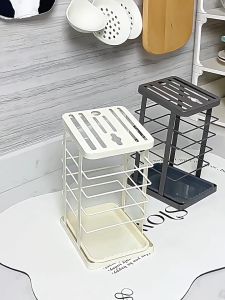 5IN1 Kitchen Knife Holder 304 Stainless Steel Knife Spoon Chopstick Organizer With Drain Tray