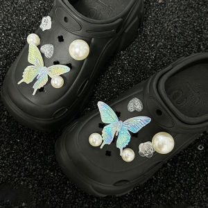 12Pcs Crocs Jibbitz Charms Colorful 3D Butterfly Pearl Shoe Buckle Decoration for Crocs