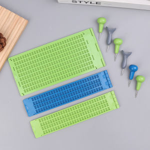 LEI 1set Braille Writing Stylus Paper Kit Practical And Portable Learning Supplies Blind Education Supplies For School Beginners
