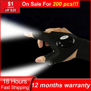 1Pcs Led Night Light Fishing Gloves Waterproof Night Light LED Flashlight Gloves Durable Left Right Fingerless Gloves Outdoor Gear Cycling fishing light torch light for Fishing Gloves for men