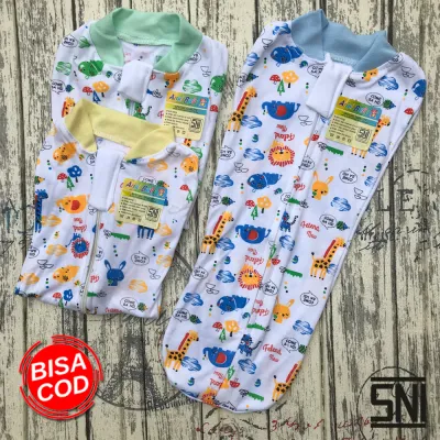 3 PCS Bedong Instant Full Print Putih Bayi Baru Lahir Kekinian / Bedong Bayi Lembut Praktis Sleting Depan Sukmastore