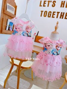 { Freeship + tặng quà} Váy cho bé gái váy Elsa đầm công chúa Elsa ngắn tay đẹp đáng yêu cho bé