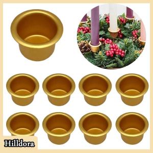 [Hilldora] 10ชิ้นถ้วยเทียนทรงกลมขนาดเล็กสีทองเงินแบบทำมือที่วางถาดที่ใส่อุปกรณ์เสริมอะลูมิเนียมตกแต่งงานปาร์ตี้ที่บ้าน
