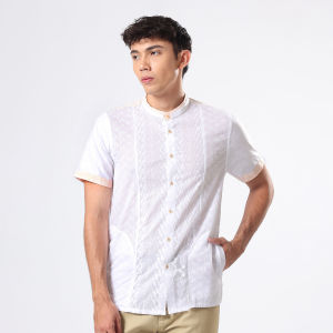 EDWIN JEANS - KOKO SAURON WHITE Kemeja Lengan Pendek Baju Muslim Pria Top Man Muslim Shirt