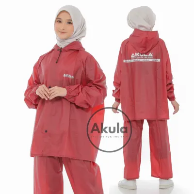 Jas Hujan Pria Wanita Dewasa Setelan Baju Celana TerbaikTebel Elastis Anti Rembes by Akula