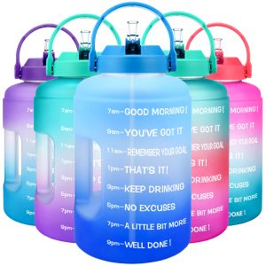 QuiFit 2.5L 83OZ Motivational Sport Water Bottle with Time Marker Straw Handle Leak-Proof BPA Free Bottles for Fitness Outdoor Sports
