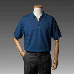 JB Biluxe Half Zip Polo Shirt Blue - Kaos Kemeja Polo Sleting