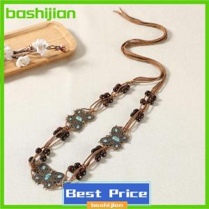 bashijian Bohemian Style Butterfly Water Woven Ethnic Style Wooden Bead Womens Belt Casual Vacation Style Waist Rope