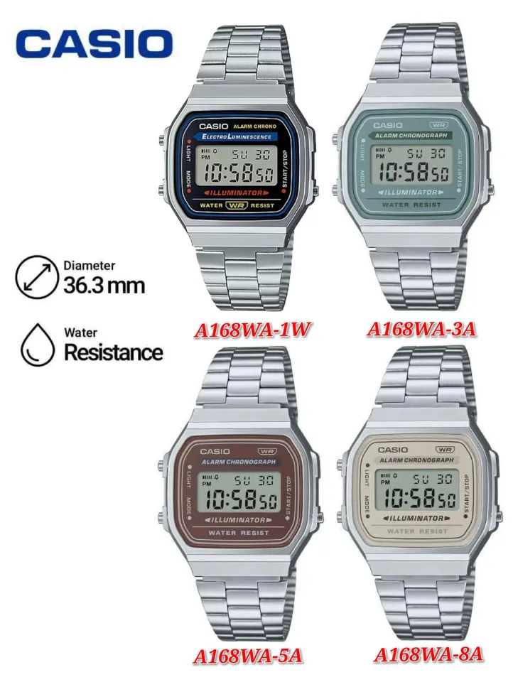 CASIO STANDARD A168WA-1W A168WA Digital Watch Vintage Alarm